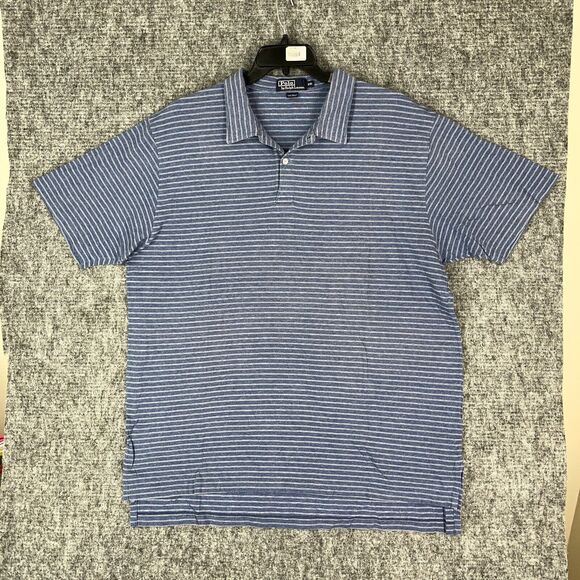 Ralph Lauren Polo Shirt Mens XXL Blue Preppy Clubhouse Vintage Single Stitch‎ - Picture 1 of 11